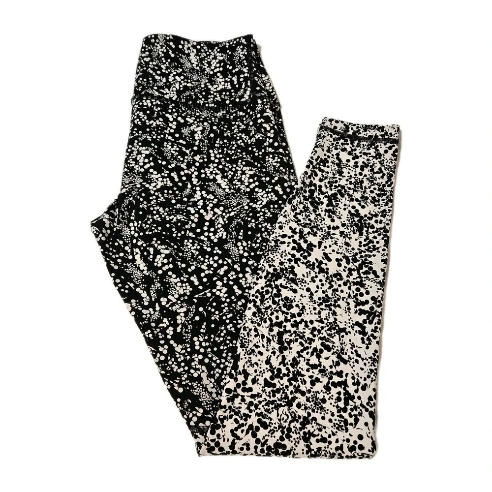 Lululemon Wunder Under Leggings Size 8 High Rise Ice Breaker White/Black Pattern